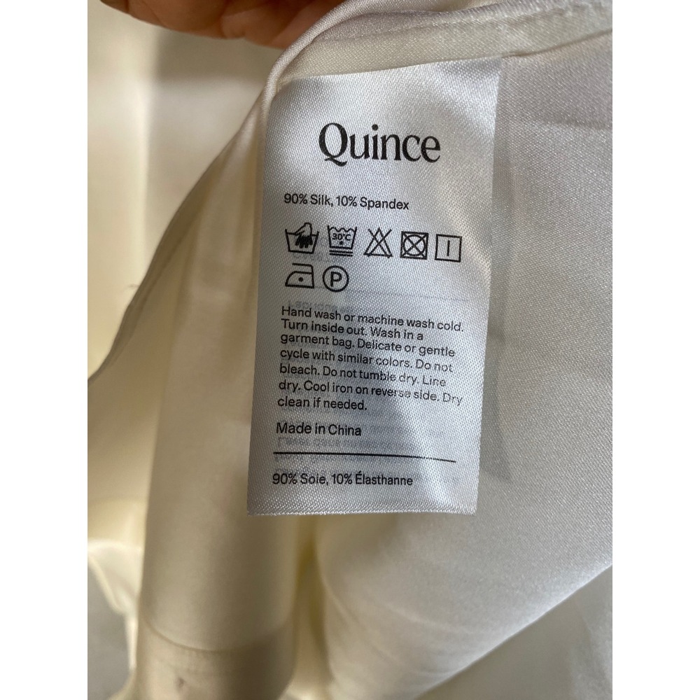Quince Washable Stretch Silk Blouse Womens Medium Ivory Button Down Capsule - Picture 4 of 6